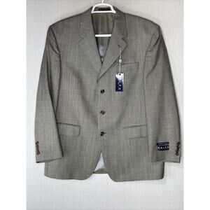 Ralph Ralph Lauren Silk Wool Blazer Sport Coat Size 43R Gray 3 Three Button NWT